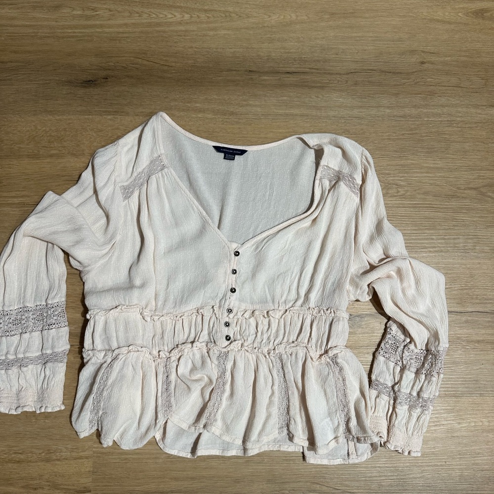 American Eagle Outfitters Peachy Cream Peplum Blouse